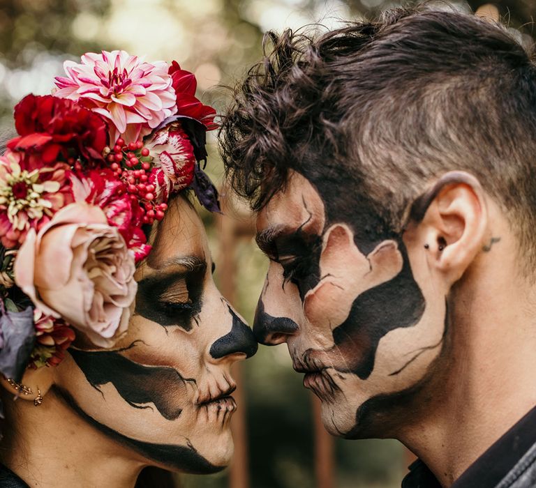 skull-makeup-dia-de-los-muertos-wedding-inspiration