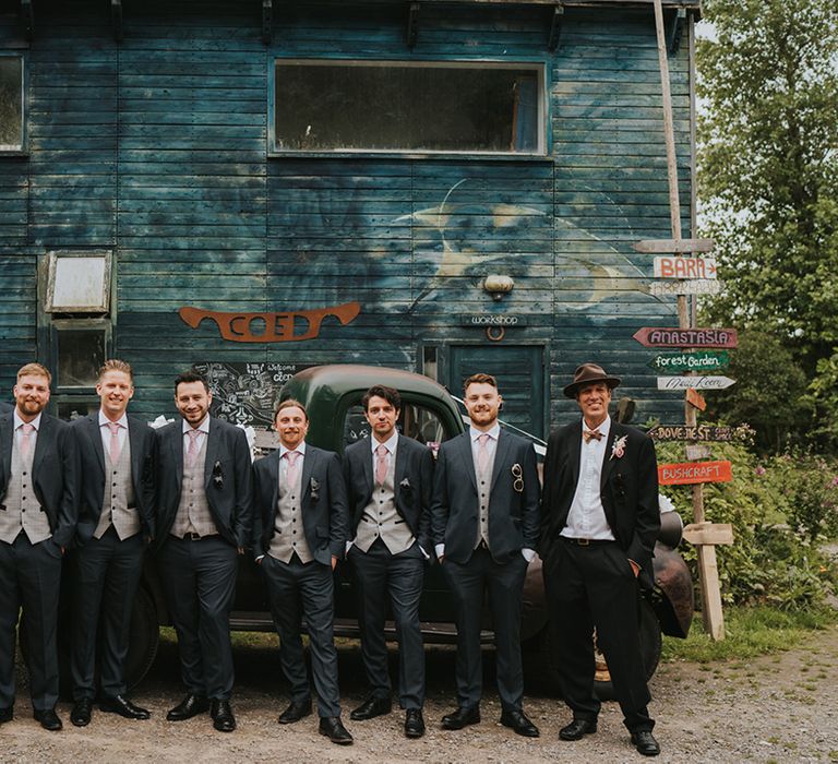 groomsmen-in-blue-wedding-suits-with-grey-waistcoat