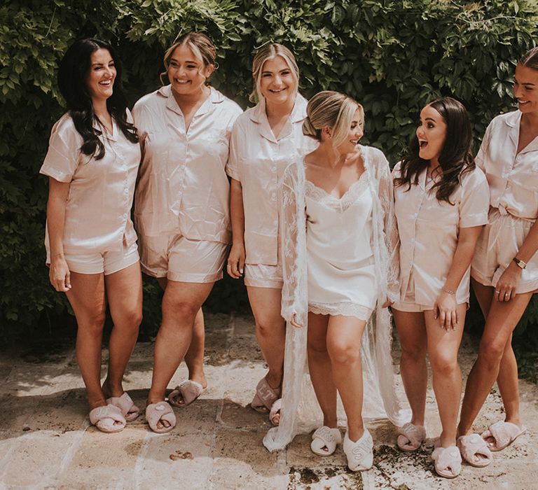 bride-and-bridesmaids-in-satin-pyjamas