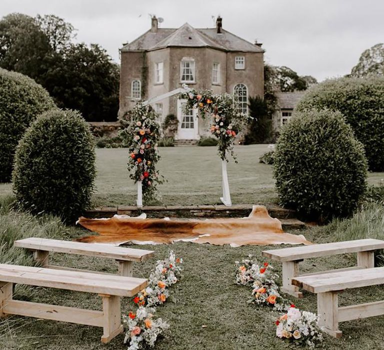 ceremony area at Ireland wedding venue for micro wedding