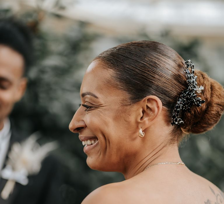 wedding-guest-with-slick-back-wedding-hair