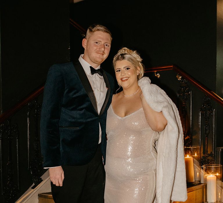 winter-wedding-reception-with-bride-wearing-sequin-dress