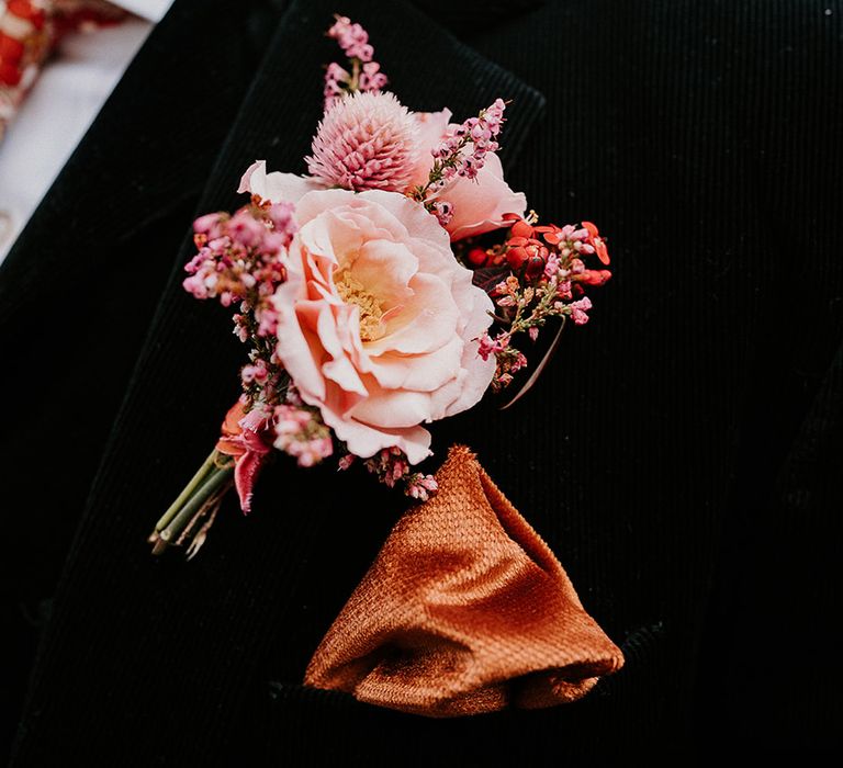 pink-flower-groom-buttonhole