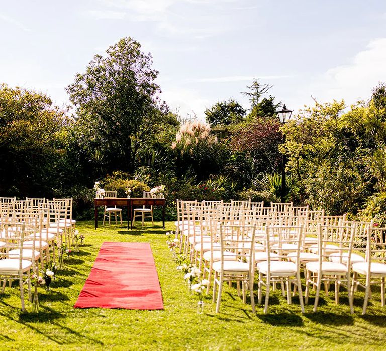 outdoor ceremony area at the montagu arms, affordable wedding venue in hampshire