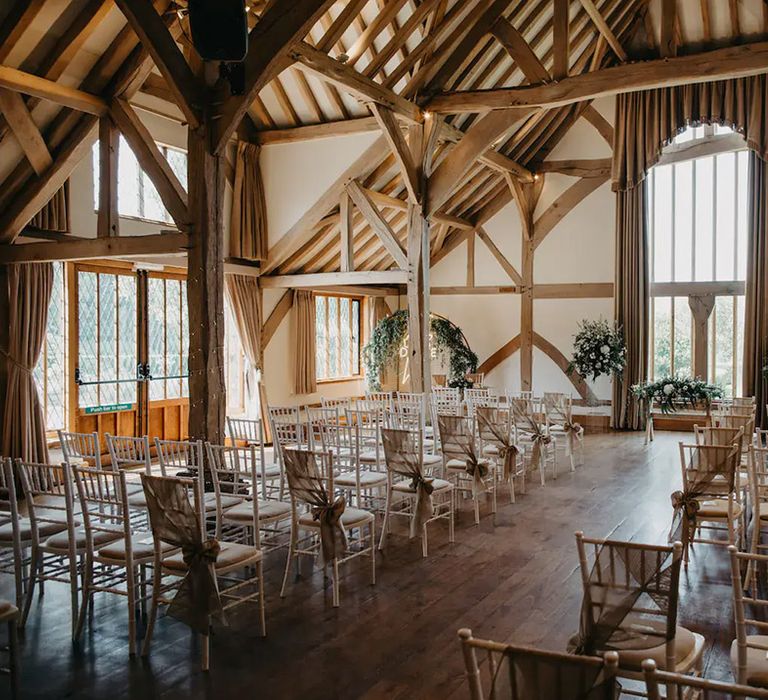 indoor ceremony area at cain manor affordable wedding venue in hampshire