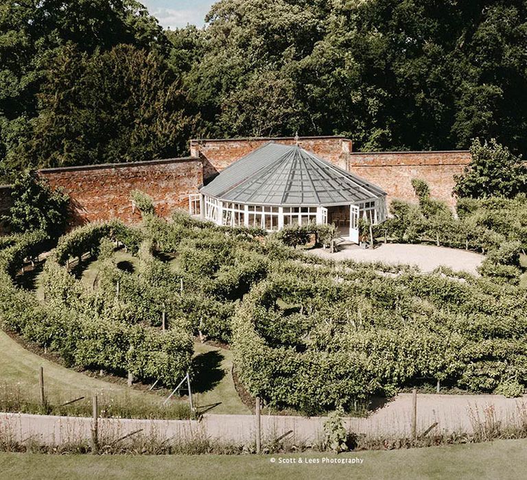 view of combermere abbey gardens