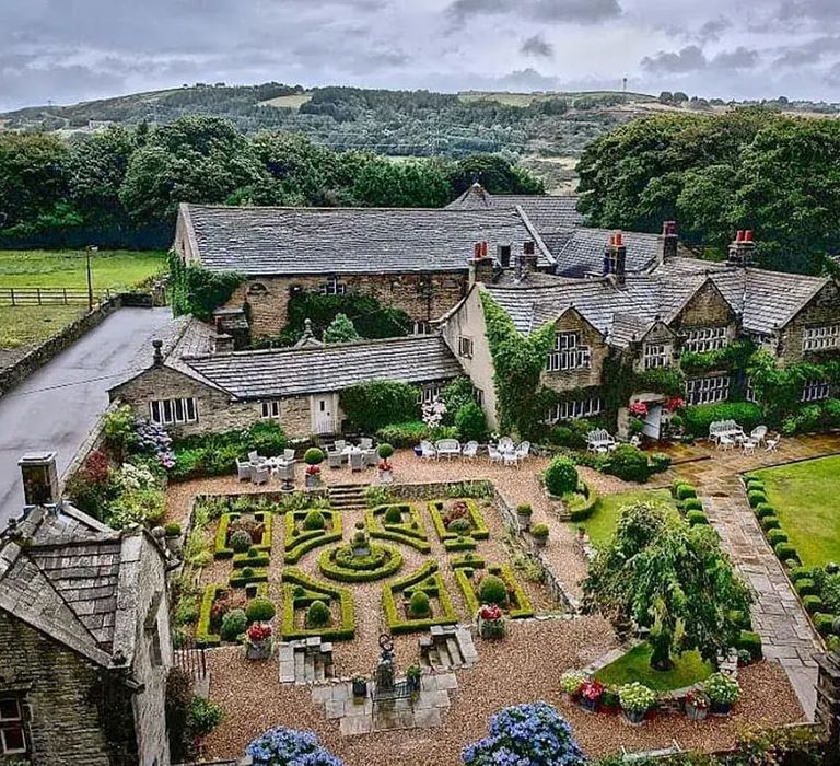 exterior view of affordable wedding venue holdsworth house and gardens