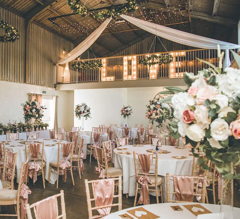 indoor reception area at affordable wedding venue, houchins