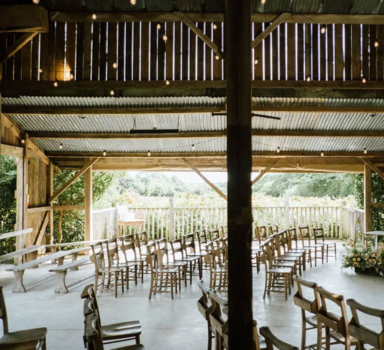 indoor ceremony area at affordable wedding venue, nancarrow farm