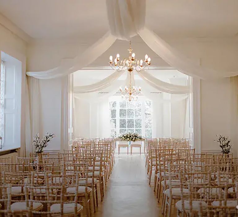 indoor ceremony area at pelham house, affordable wedding venue in sussex 