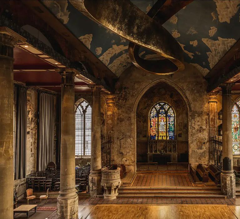 indoor ceremony area at former church affordable wedding venue, the mount without