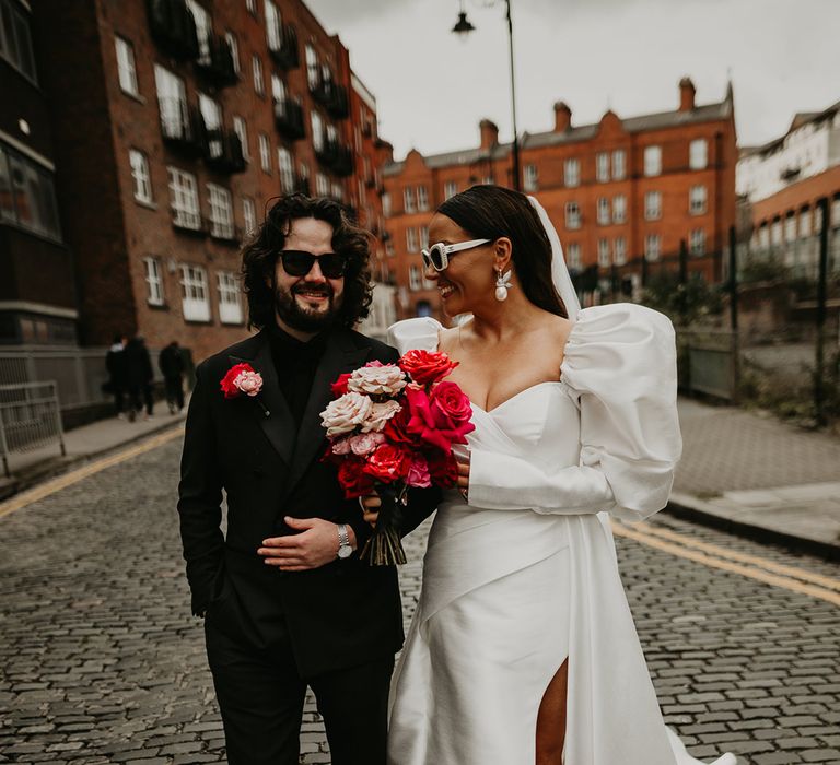 dublin-city-wedding-with-bride-and-groom-strolling-together