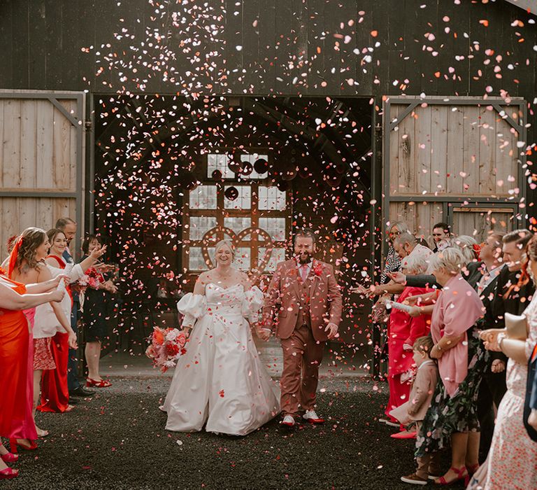 confetti-moment-at-industrial-wedding-venue