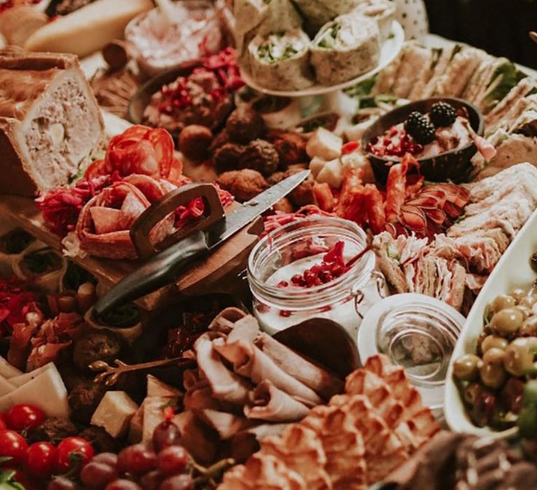 Grazing Table With Cured Meats, Wraps & Grapes