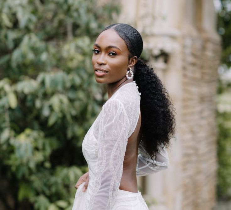 bride-with-natural-hair-in-sleek-ponytail