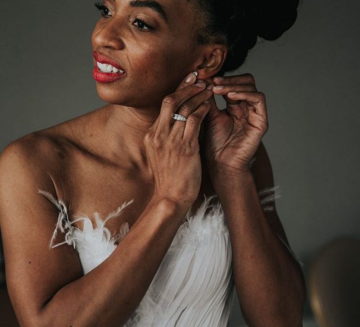 Bridal Updo with Red Lipstick