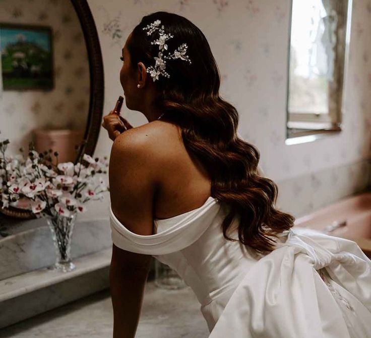 bride-with-long-hollywood-wave-wedding-hair