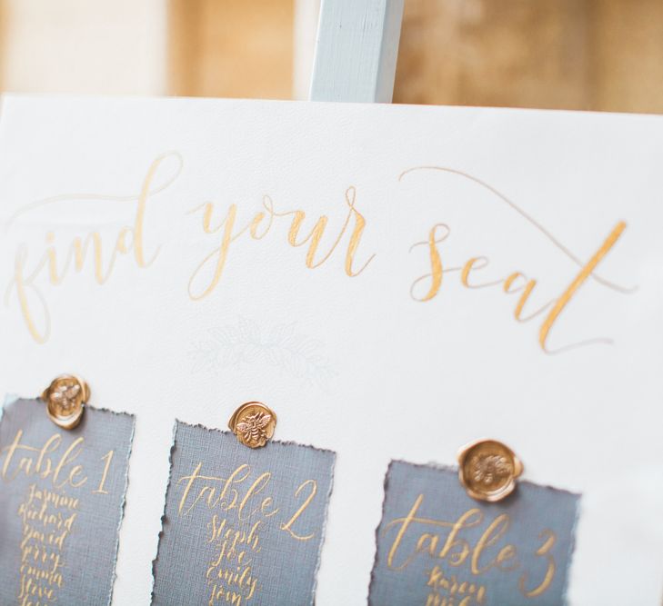 Elegant Grey White & Gold Table Plan