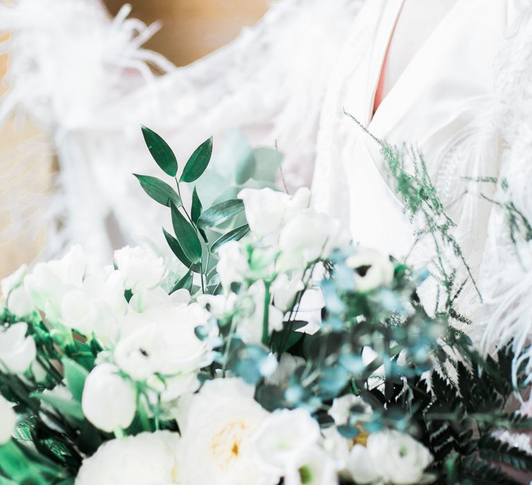 White Flower Bouquet With Foliage