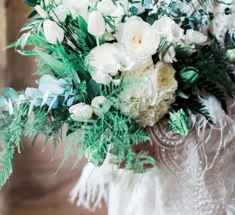 White Floral Bouquet With Foliage