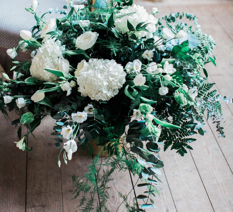 White Floral Bouquet With Foliage