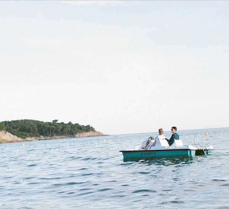 Bride & Groom on a Paddle Boat