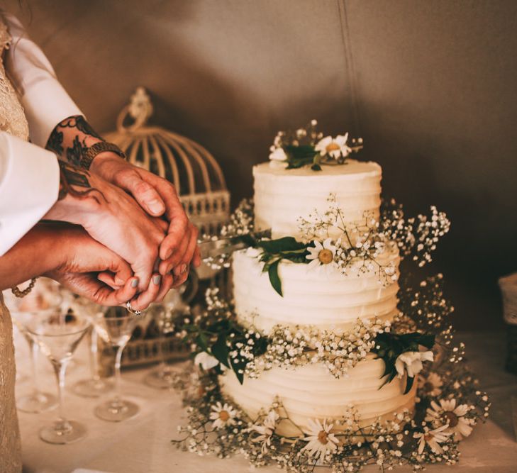 Cutting the Homemade Wedding Cake