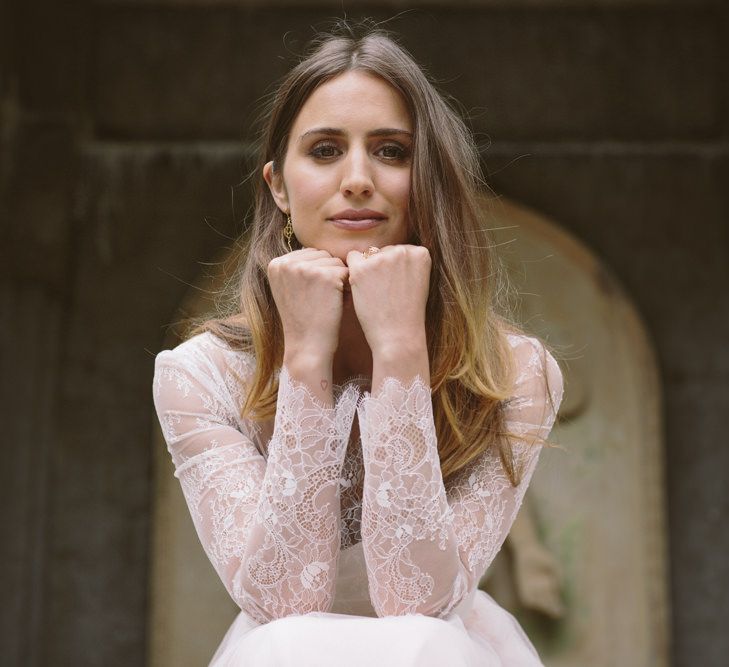 Bride with Lace Sleeves