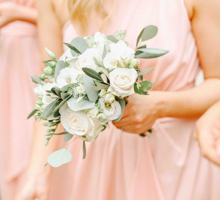 Blush Pink Bridesmaid & White Bouquet