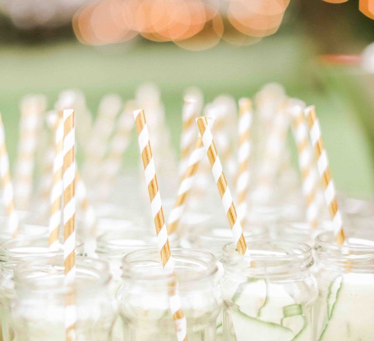 Jam Jar Glasses with Stripe Straws