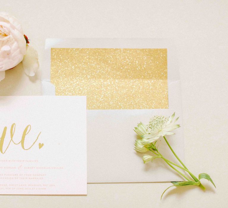 Gold, White & Blush Wedding Stationery