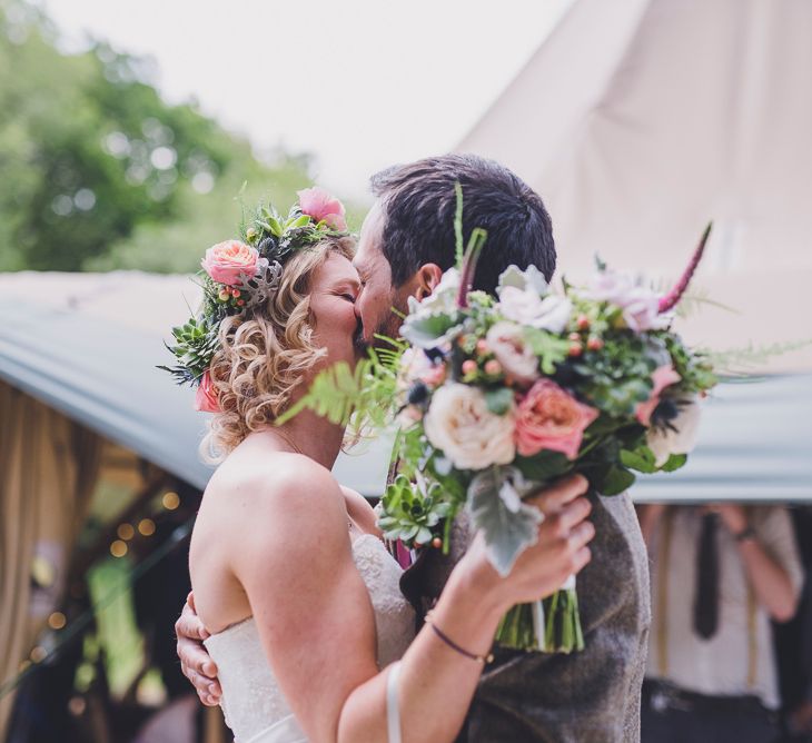 Bride & Groom Embrace