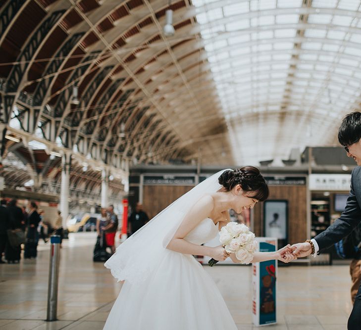 Paddington Station Bride & Groom Portrait