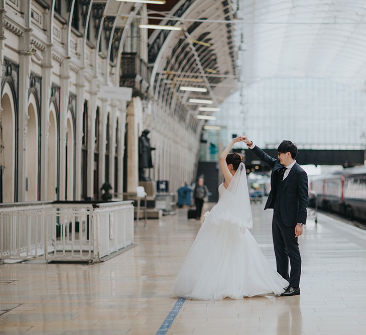 Paddington Station Bride & Groom Portrait