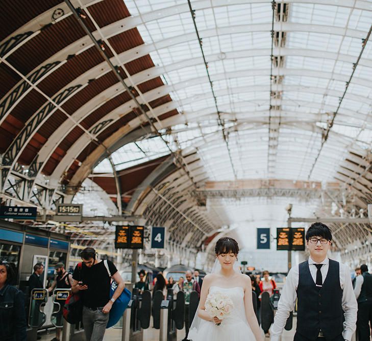 Paddington Station Bride & Groom Portrait