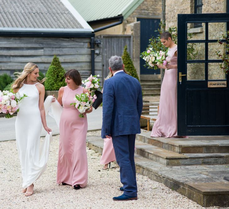 Bridesmaids in Pale Pink Dessy Dresses