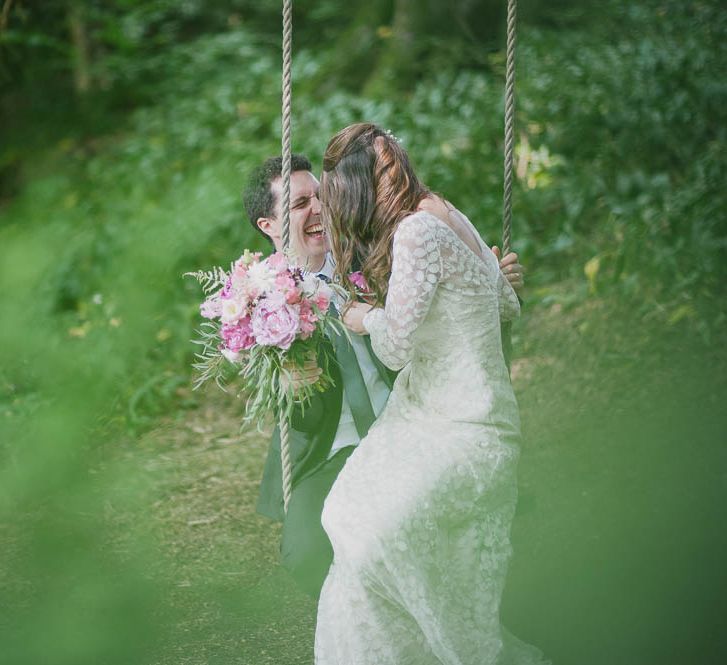 Bride & Groom Swing Portrait