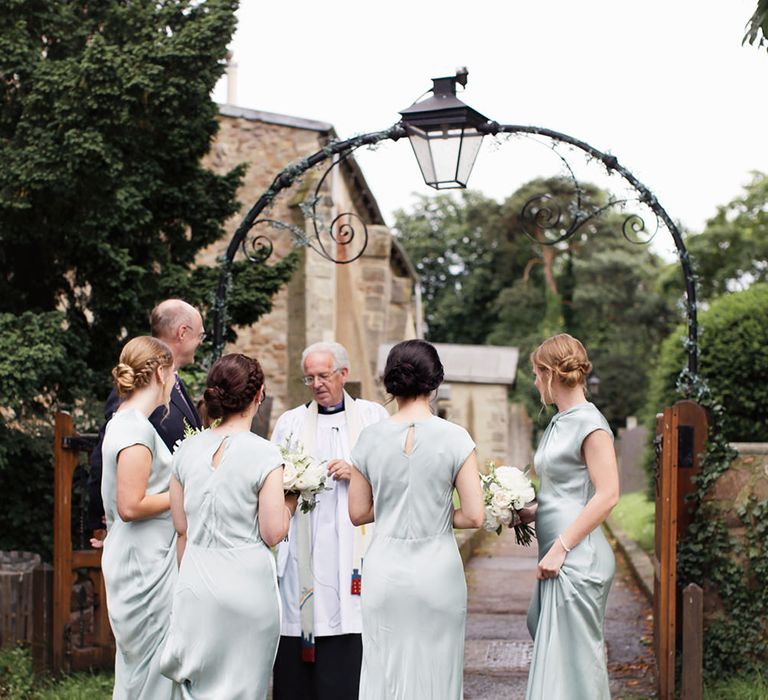 Bridesmaids in Blue Ghost Dresses