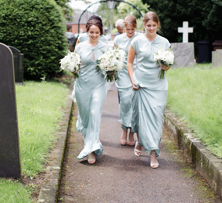 Bridesmaids in Blue Ghost Dresses