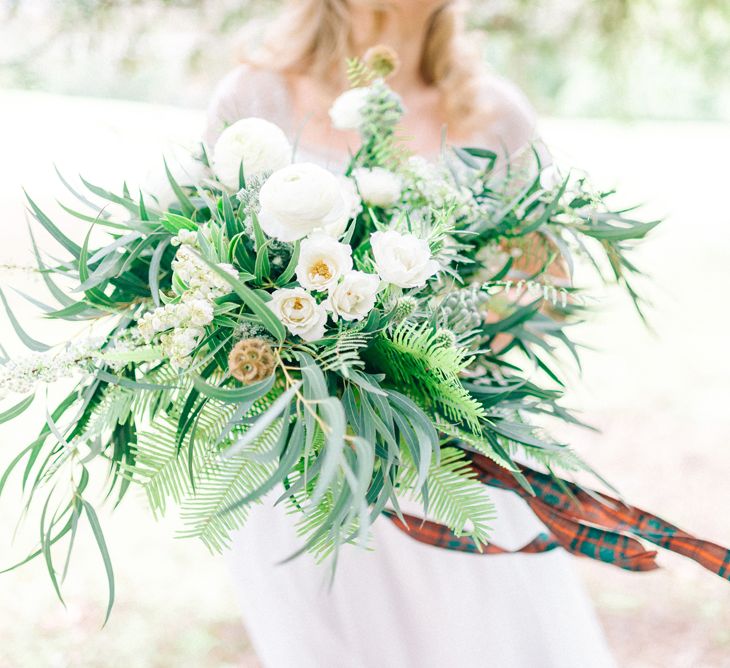 Greenery & White Rose Bouquet