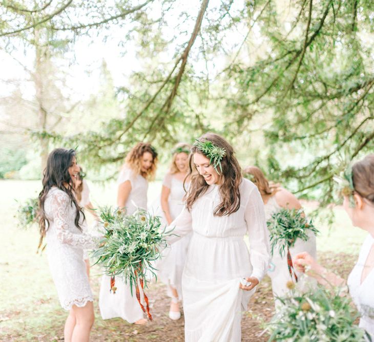 All White Bridal Party