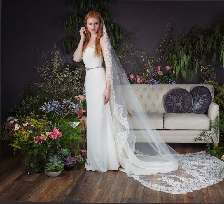 Esme with Marlene Belt & Full Lace Veil