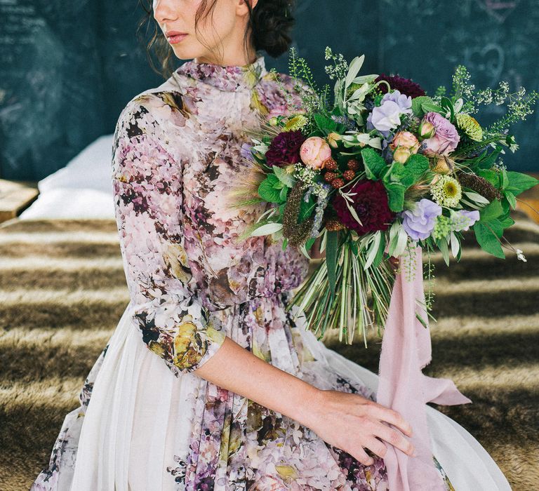 Floral Print Wedding Dress by Anna Fuca