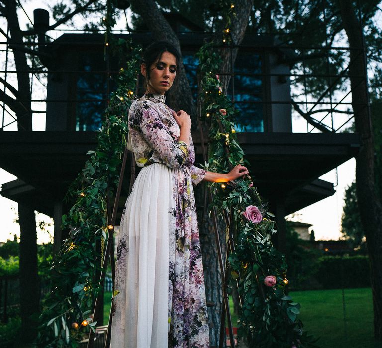 Floral Print Wedding Dress by Anna Fuca