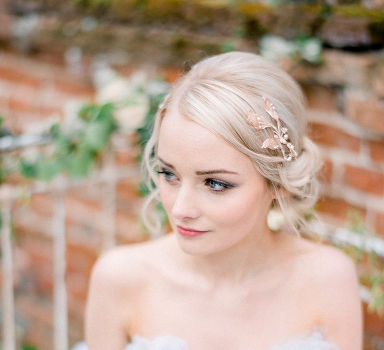 Blue Tulle Wedding Dress | Dreamy Floral Fairytale Wedding Inspiration at Great Lodge in Essex | Kathryn Hopkins Fine Art Photography