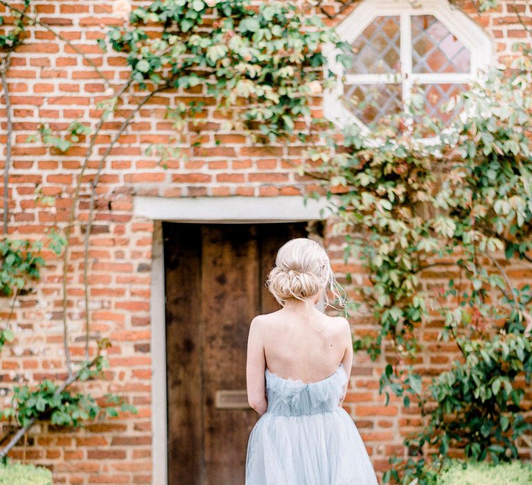 Blue Tulle Wedding Dress | Dreamy Floral Fairytale Wedding Inspiration at Great Lodge in Essex | Kathryn Hopkins Fine Art Photography