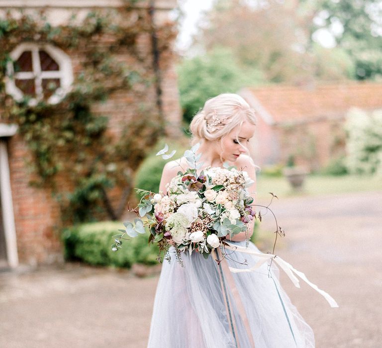 Blue Tulle Wedding Dress | Dreamy Bridal Inspiration at Great Lodge in Essex | Kathryn Hopkins Fine Art Photography