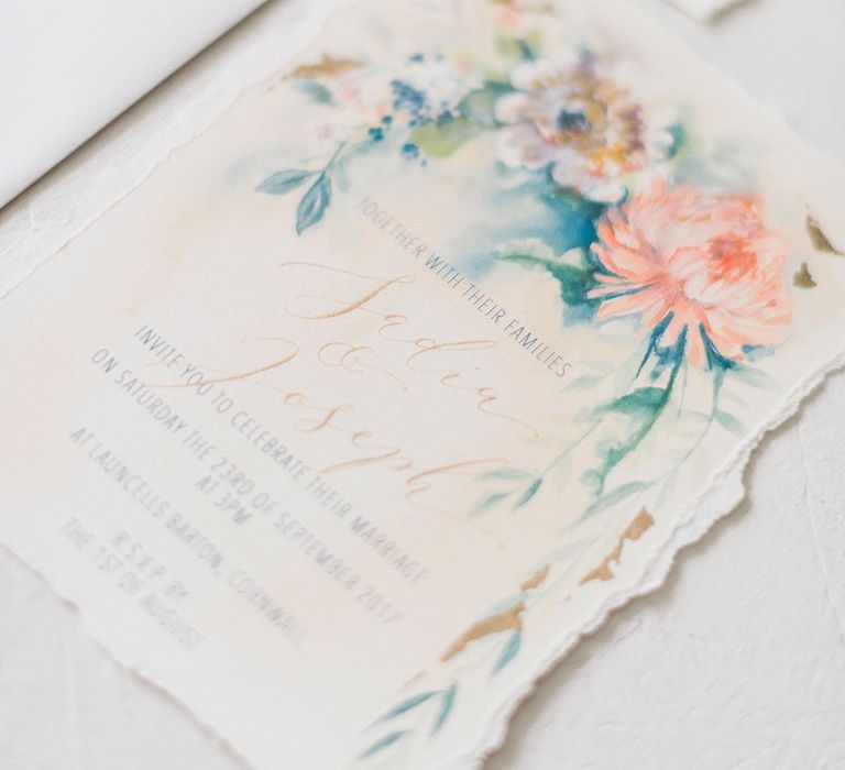 Illustration Wedding Stationery | Dreamy Bridal Inspiration at Great Lodge in Essex | Kathryn Hopkins Fine Art Photography