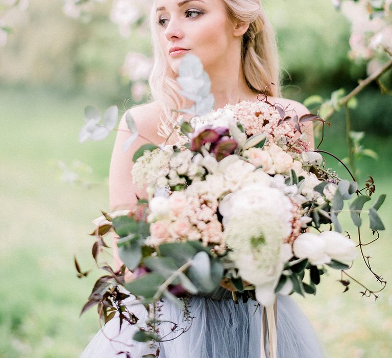 Blue Tulle Wedding Dress | Dreamy Bridal Inspiration at Great Lodge in Essex | Kathryn Hopkins Fine Art Photography