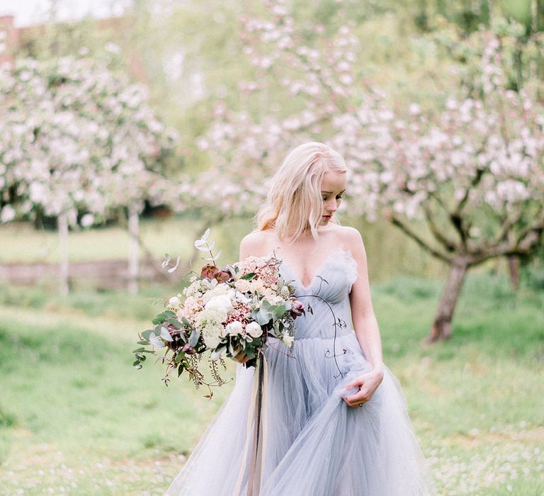 Blue Tulle Wedding Dress | Dreamy Bridal Inspiration at Great Lodge in Essex | Kathryn Hopkins Fine Art Photography